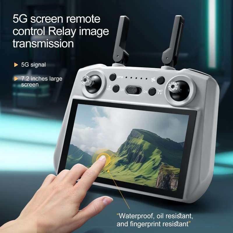 Дрон K0323-0717-emag-6320, 5G GPS, двойни 8K камери, 3-осов гимбал, 360° избягване на препятствия, батерия 7.4V 3800mAh, автономност 30-33 мин, обхват на управление 6000 м, сив