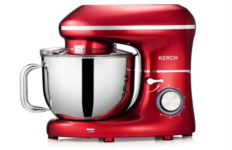 Планетарен кухненски робот Kerch MyCHEF VCFJ50DMFD, 2000 W номинална / 4000 W пикова мощност, Metal Gear, 6 скорости + PULSE, купа от неръждаема стомана 6,2 л, аксесоари: кука, бъркалка със силиконова шпатула, тел, червен