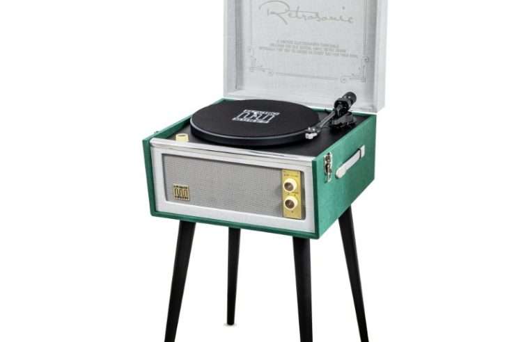 Грамофон Electromures EM 1025 Retrosonic, Задвижване с ремък, Доза MM Audio-Technica AT-3600L, Поддържани плочи 10″, 12″, 2 скорости 33/45 RPM, Bluetooth 5.2, Подвижни крачета, Вградени стерео високоговорители 2x5W, 2x10W, Зелен