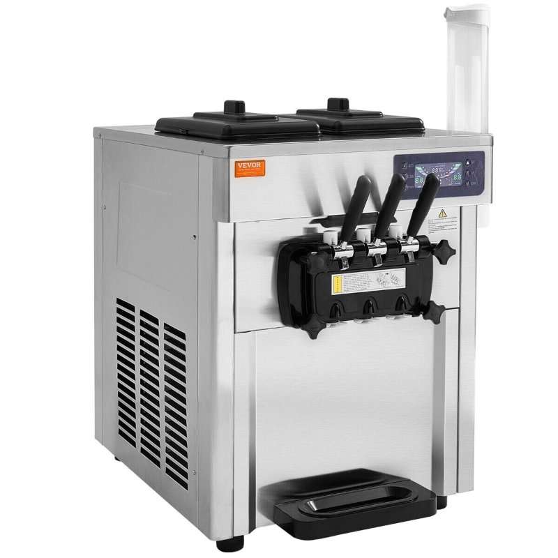 Машина за сладолед, VEVOR, 3 вкуса, 18-28 л/ч, неръждаема стомана, 1650W, 2 x 5.5л