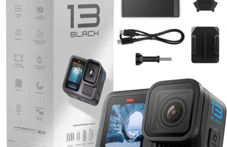 Екшън камера GoPro HERO 13 Black, 5.3K, 27 MP, водоустойчива, пълен комплект