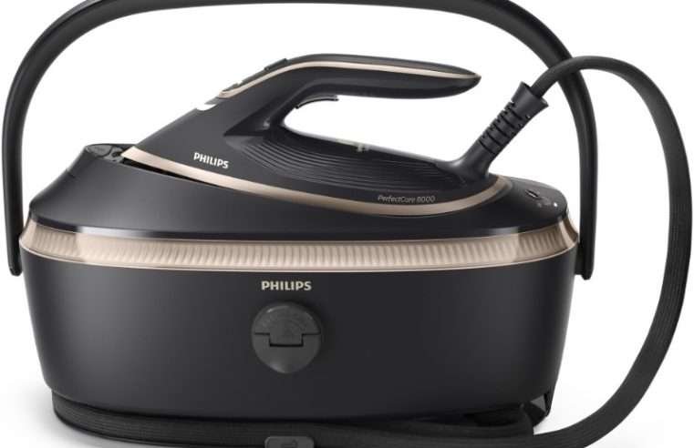 Парогенератор Philips серия 8000 PSG8300/20, Технология OptimalTEMP, Гарантирано без изгаряния, Макс. пара 210 гр/мин, Парна струя 850 гр, Резервоар 1,4 л, Плоча SteamGlide Elite, ЕКО режим, Автоматично изключване за безопасност, Син