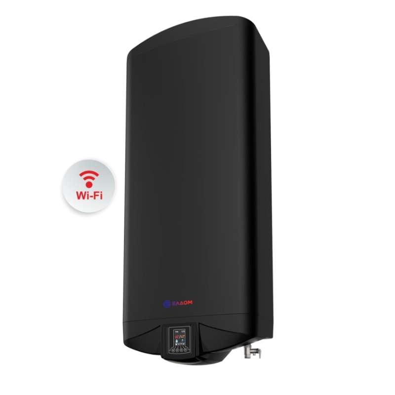Плосък бойлер ЕЛДОМ, DU080W-B, 3.3 kW, 80л., два водосъдържателя, двупозиционен монтаж, черен мат, 1