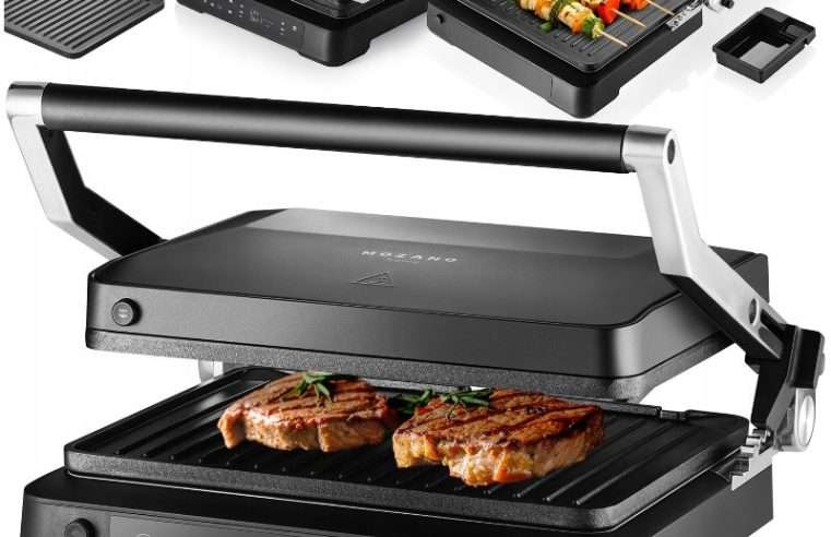 Електрическа скара Mozano Dual Cook, 2000W, 6 автоматични програми, 2 термостата, 80-230C, подвижни плочи, таймер 90 мин