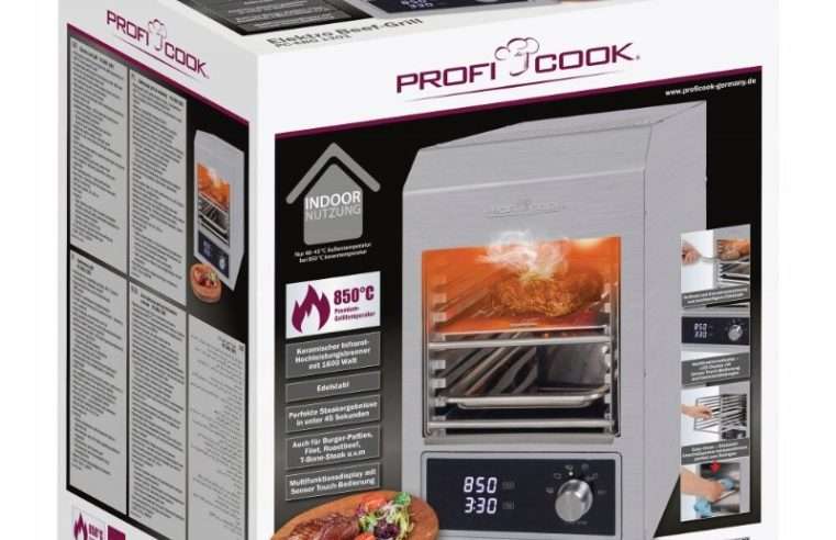 Електрическа скара Profi Cook, модел PC-EBG 1201, 1600W, инокс, 30×18см, пълен комплект с аксесоари