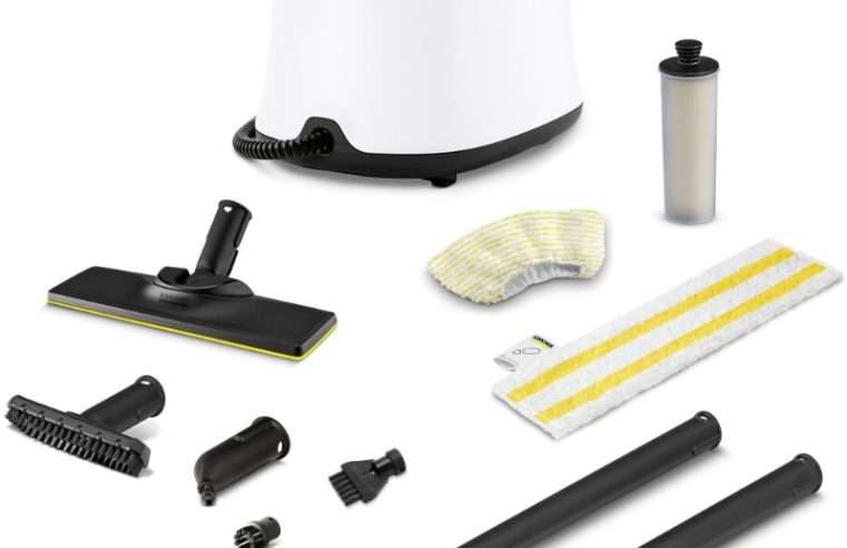 Многофункционална парочистачка Karcher SC 3 Deluxe Textile Edition 1.513-435.0, 1900 W, налягане на парата 3.5 бара, време за загряване 0.5 мин, обем на резервоара за вода 1 л, почиствана повърхност с един резервоар приблизително 75 м², бяла