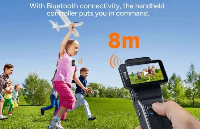 Екшън камера SJCAM C400, 16MP снимки, 4K/30fps видео, Wi‑Fi 2.4/5GHz, 6‑осна стабилизация, безжичен контролер с 2.29″ екран, водоустойчив корпус 30 м, батерия 1250 mAh, USB‑C, черна