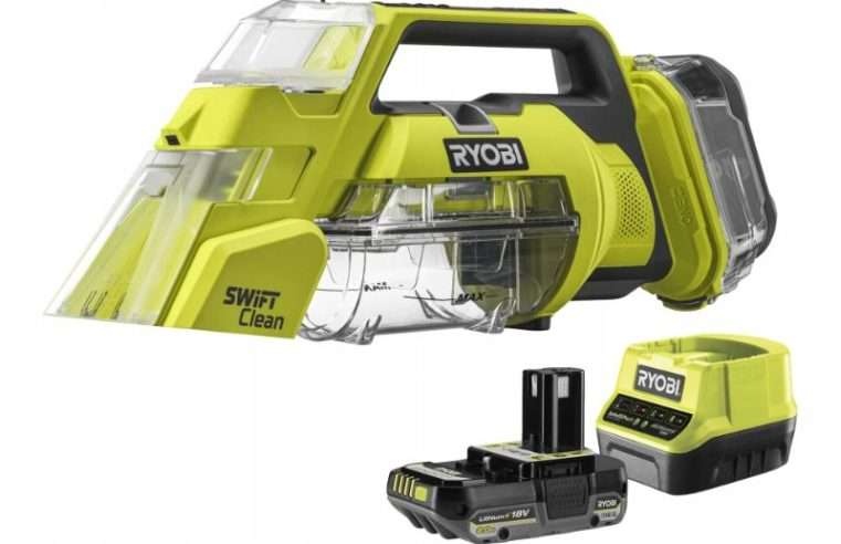 Прахосмукачка за мокро почистване Ryobi RDC18-1C20G Swift Clean 18V, безжична, батерия RB1820C 2.0Ah и зарядно устройство RC18120 2A, зелена