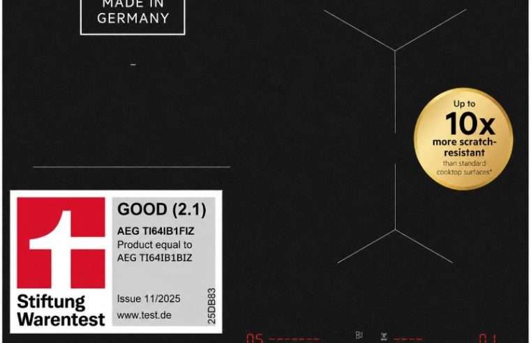 Вграден индукционен плот AEG TI64IB1FIZ, 60 см, 4 гъвкави зони, SenseBoil, SaphirMatt, Hob²Hood, Черен