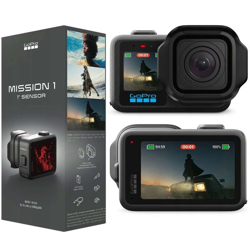 Спортна камера GoPro Mission 1, 1″ сензор, 8K 240FPS, черна, 2.59″