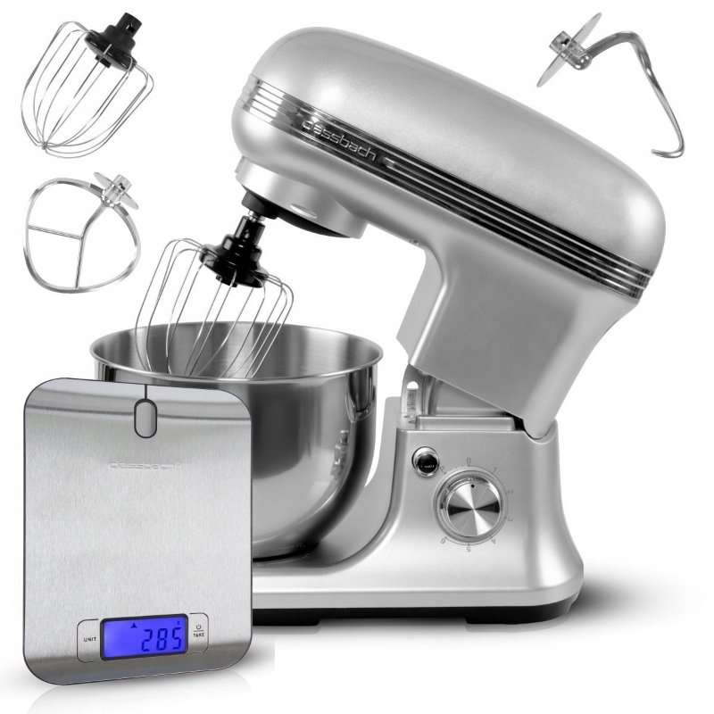 Планетарен кухненски миксер, Classbach C-KM 4004 W, 1200 W, сребрист, комплект с дигитален кантар