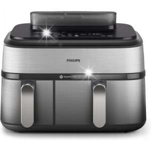 Фритюрник без мазнина Philips, модел NA550/00, 2 коша, 2750 W, черен, 38,2x44,4x35,2 см