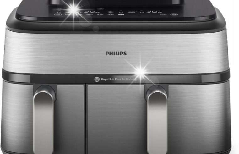 Фритюрник без мазнина Philips, модел NA550/00, 2 коша, 2750 W, черен, 38,2×44,4×35,2 см