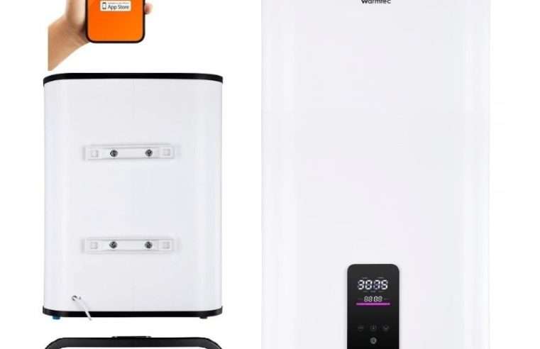 Електрически бойлер Warmtec BP80 80л 2000W Wi-Fi тънък бял 52.5x28x96см