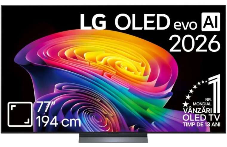 Телевизор LG OLED Evo 77C6ELB, 77″ (194 см), Smart, 4k Ultra HD, 165 Hz, Клас E (Модел 2026)
