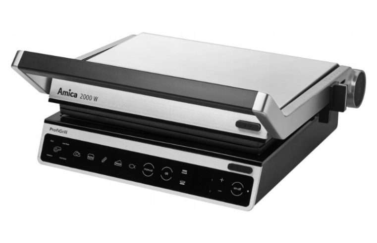 Електрически грил Amica GK 5011, 2000W, сребристо-сив, 4 програми, 38×25см