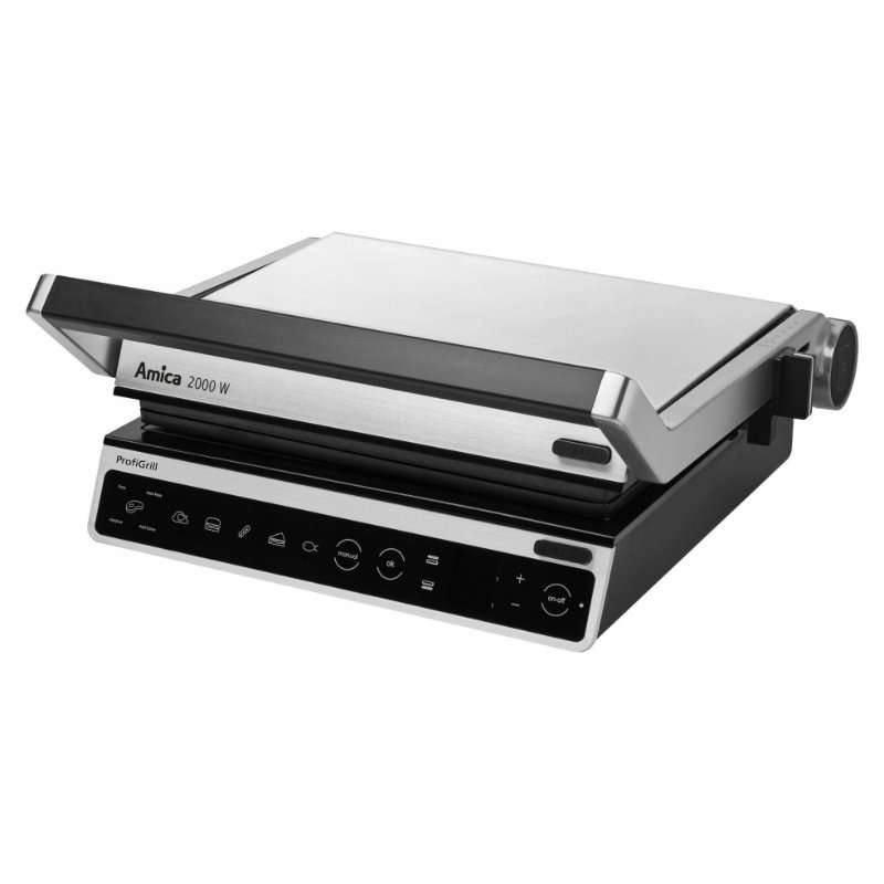 Електрически грил Amica GK 5011, 2000W, сребристо-сив, 4 програми, 38×25см