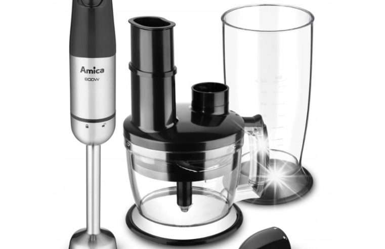 Ръчен пасатор Amica BL6016, 800W, 3 в 1 (пасатор, чопър, бъркалка), купа 800 мл, остриета от неръждаема стомана, SmoothControl, черен/инокс, 1 бр