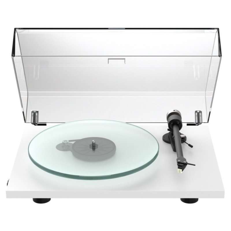 Грамофон Pro-Ject T2 (9pt2swr) с 9″ алуминиево рамо и доза Sumiko Rainier MM, 300 мм стъклен плот, матово бял