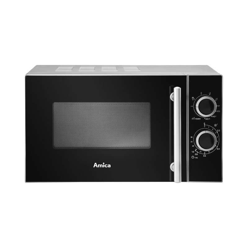 Микровълнова фурна Amica AMGF20M1GS, 700W, грил 900W, черно-сребрист, 20л, 45.2×35.2×26.2см