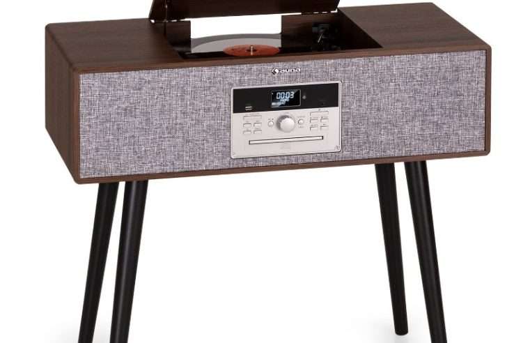 Стерео система Auna Julie Ann, полуавтоматичен грамофон, Bluetooth, DAB+/FM, MDF, 72x23x37,5 см