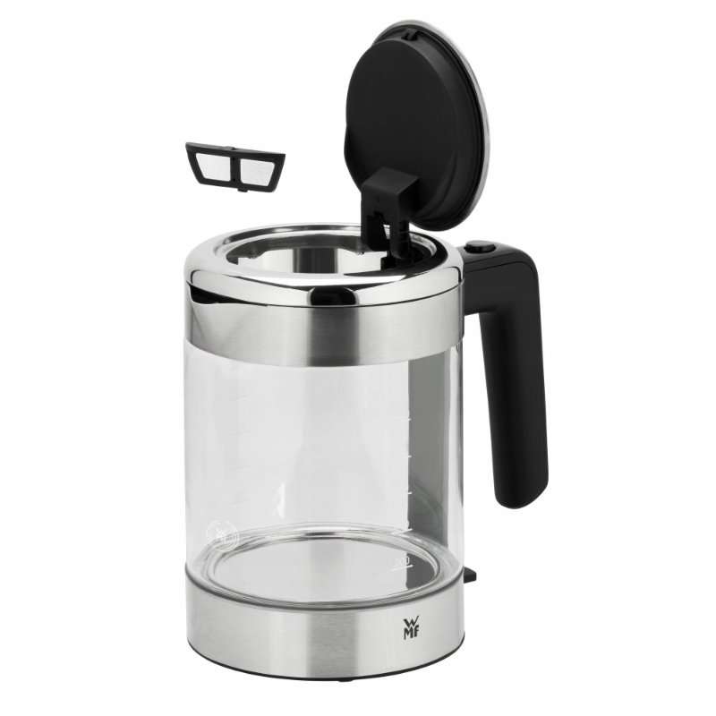 Електрическа кана WMF KITCHENminis, от стъкло SCHOTT DURAN и инокс Cromargan, 1900 W, сребрист/прозрачен, 1 л