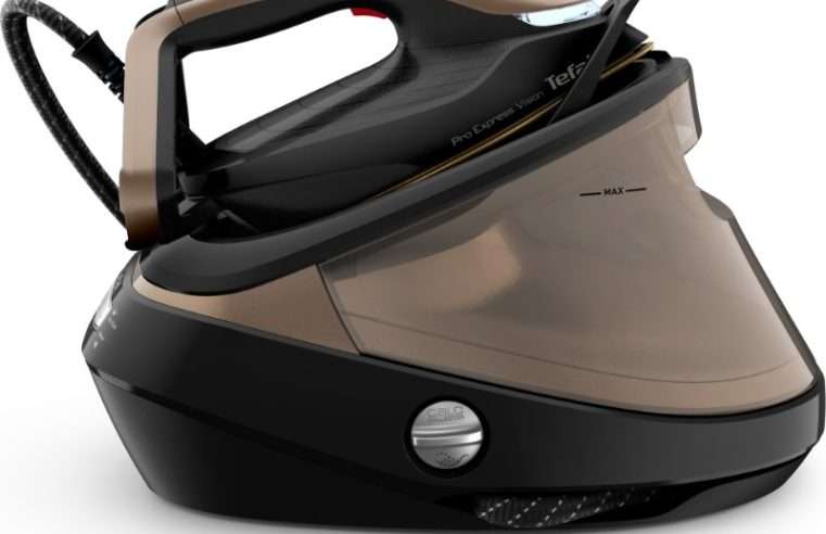 Парогенератор Tefal Pro Express Vision GV9820E0, 3000 W, Капацитет на резервоара 1.1 л, Парна струя 750г/мин, LED, Технологоя Smart Steam, Система против капки, Плоча Durilium AirGlide Autoclean