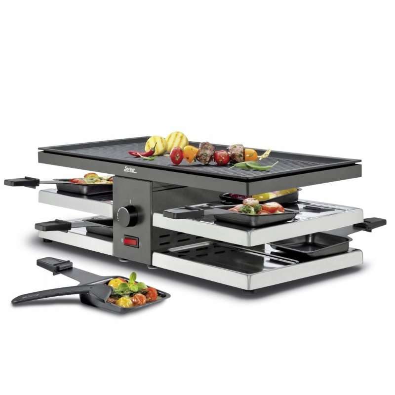 Електрически грил Spring, комплект за 8 души, 1300W, 47x24x15,5см, черен