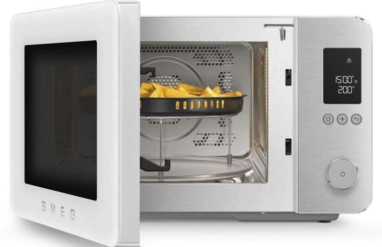Комбинирана микровълнова фурна с горещ въздух SMEG Collezione MOC02WHMEU, 900W, 27 л, 25 програми, Плавно затваряне, Индивидуални настройки, Бял мат