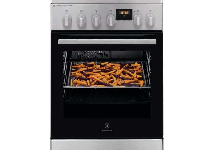 Готварска печка Electrolux LKK564221X, Комбинирана, 4 горелки, Електрическа фурна, Каталитично самопочистване, SteamBake, AirFry, Таймер, Electric grill, Клас А, 50 см, Inox
