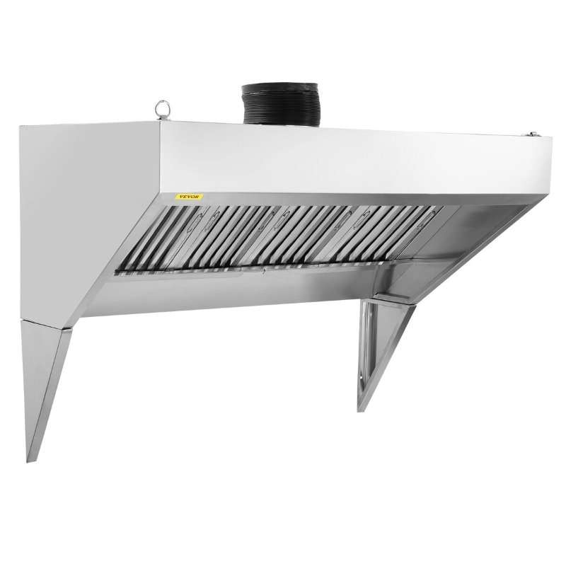 Търговски абсорбатор, VEVOR, 8FT, неръждаема стомана 201, 4 подвижни маслени филтъра, размери 2400x760x900mm