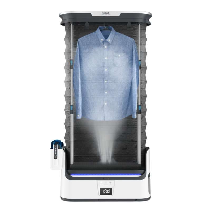 Машина за гладене и дезинфекция с пара Tefal Care For You YT4050E1, 1800W, Променлива пара 65 g/min, 2 л, Детектор за празен резервоар, Вградена система против варовик, Ултра тих, Бял/Сив
