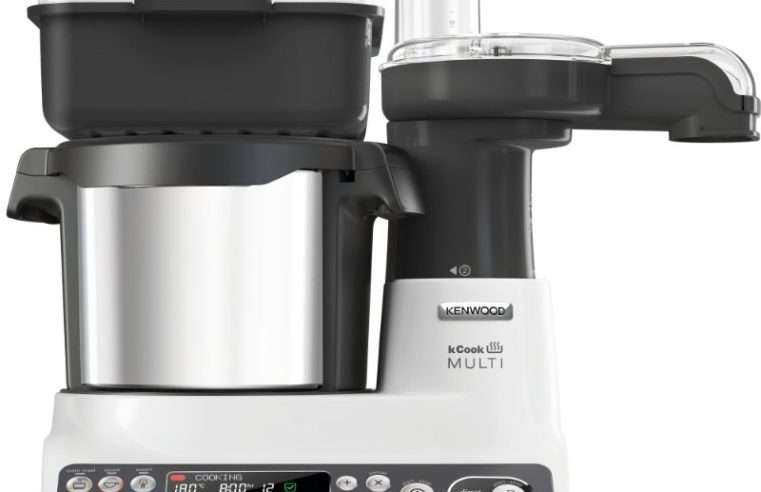 Кухненски робот KENWOOD с функция за готвене kCook Multi CCL401WH, 1500W, 4.5 л купа, 6 функции, 12 скорости, 6 аксесоара, Бял/Сив