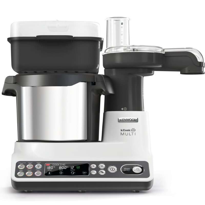 Кухненски робот KENWOOD с функция за готвене kCook Multi CCL401WH, 1500W, 4.5 л купа, 6 функции, 12 скорости, 6 аксесоара, Бял/Сив