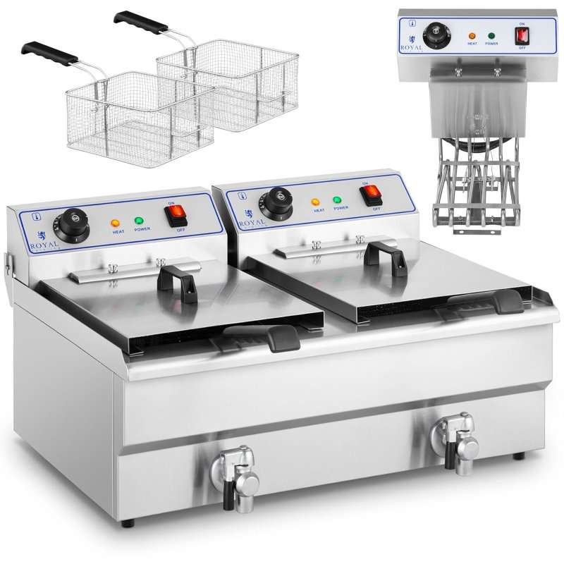 Професионална фритюрница Royal Catering RCSF-16DTH, 2x16L, 2x6000W, инокс, 400V