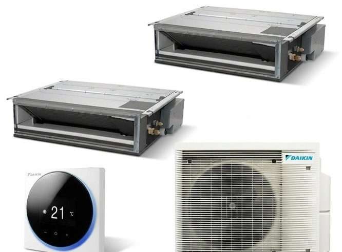 Мултисплит климатик Daikin Duct с две вътрешни тела, едно 9000 BTU и едно 18000 BTU, FDXM25F-FDXM50F-2