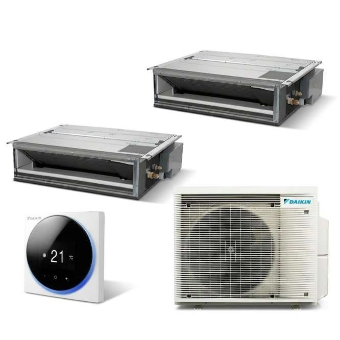 Мултисплит климатик Daikin Duct с две вътрешни тела, едно 9000 BTU и едно 18000 BTU, FDXM25F-FDXM50F-2