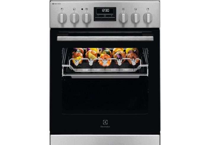 Печка Electrolux LKR540267X, Електрическа, Стъклокерамичен плот, 4 зони за готвене, Рафт за барбекю, Електронен таймер, Грил, Осветление на фурната, Клас А, 50 см, Инокс