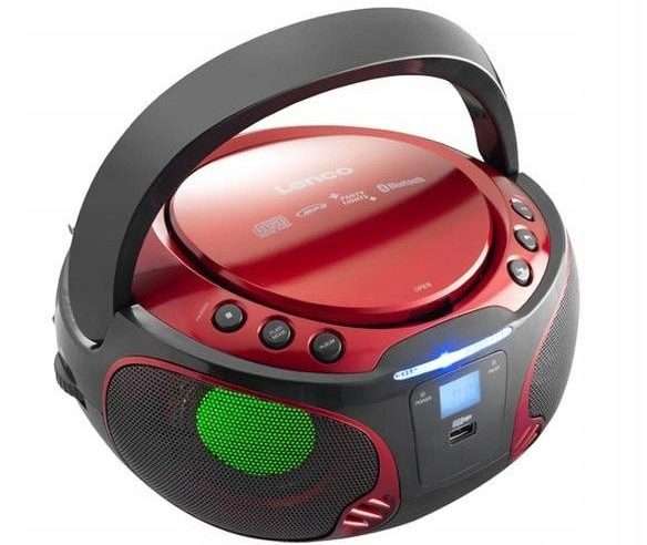 Радио CD Lenco SCD-550RD (1H2EIQSA3), CD/MP3, Bluetooth, USB, AM/FM радио, AUX вход, изход за слушалки, 2 x 1,8 W, светлинни ефекти, червен