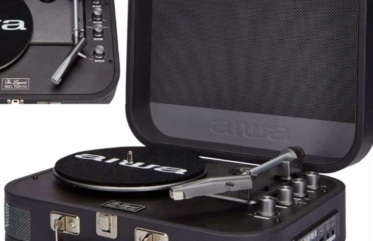 Грамофон Aiwa VPX-1951, винтидж, Bluetooth, USB, сив, 33×45см