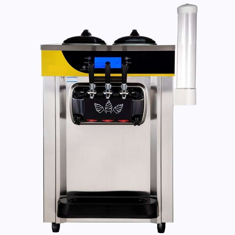 Търговска машина за сладолед, VEVOR, 22-30L/h, 2200W, 2x6L контейнер, 2L цилиндър, сребриста, 74.5x54x86cm