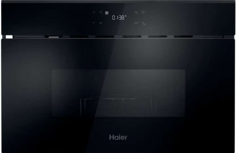 Микровълнова фурна с грил за вграждане Haier H38SIDBF7XS, 28 литра, 750W, 7 степени на мощност, Цифров дисплей и тъч контрол, Черен