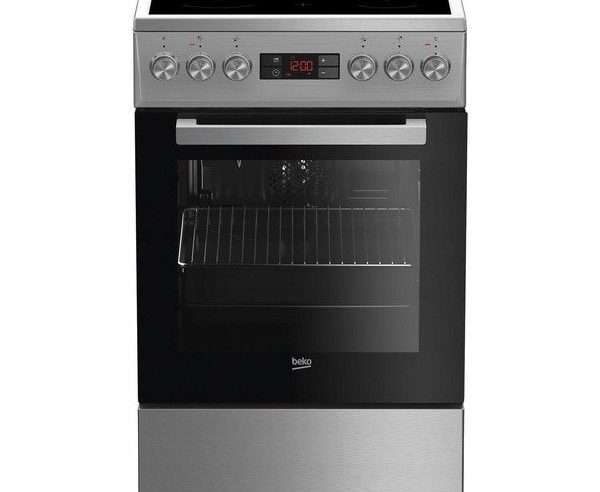 Електрическа готварска печка BEKO FSE57300GX, инокс, 50см, с термоциркулация и грил, 4 керамични котлона