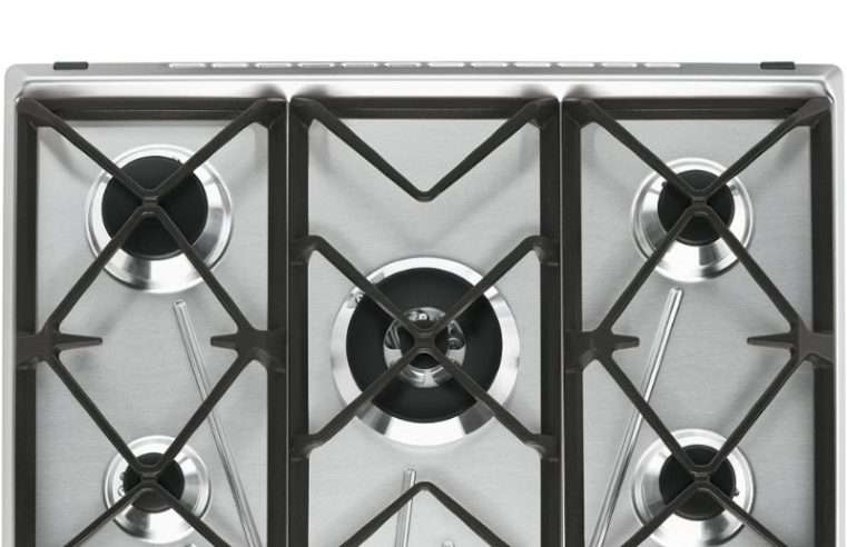 Котлон за вграждане Smeg SR975XGH, Природен газ, 5 зони за готвене, 68,5 см, Ултра бърза горелка, Неръждаема стомана/Черен