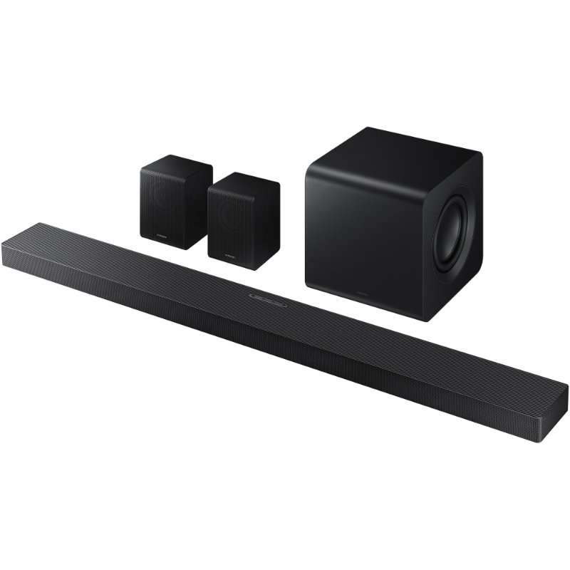Саундбар Samsung HW-QS750F, 5.1.2, 465W, Bluetooth, Wi-Fi, Subwoofer & Kit wireless, Wireless Dolby Atmos, HDMI eARC, Черен