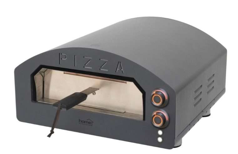 HOME HGPZ02 електрическа фурна за пица, 2000W, макс. 380 °C, IPX4 защита, 33×33 см повърхност за печене, 1,5 см кордиеритен камък за пица, врата от неръждаема стомана