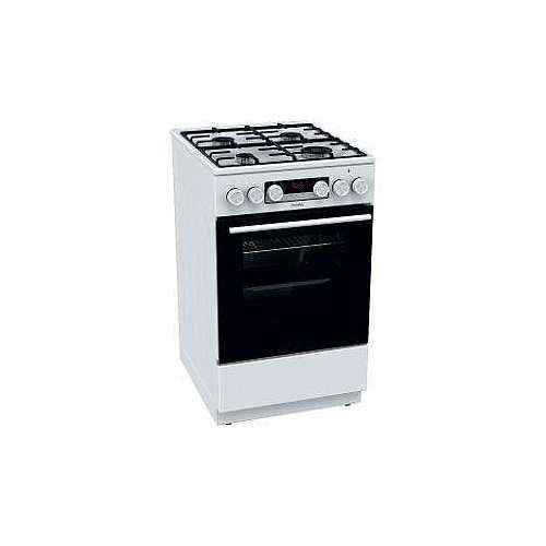 Комбинирана готварска печка Mora K 7655 CW, 4 горелки с интегрирано запалване и защита STOP GAS, мултифункционална фурна 70 л, 11 режима, дигитален таймер с часовник, клас А, бял, 85 x 50 x 59,4 см