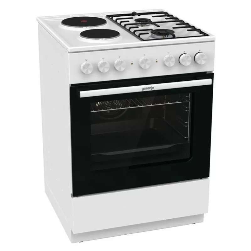 Комбинирана готварска печка Gorenje GK6B41WF, 71л, 60 см, Енергиен клас А, Бял