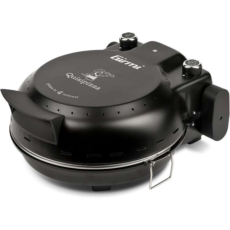 Фурна за пица Girmi FP5000, мини фурна, 1800W, регулируема температура до 420°C, шамотна плоча O31 см, таймер 30 мин, черна