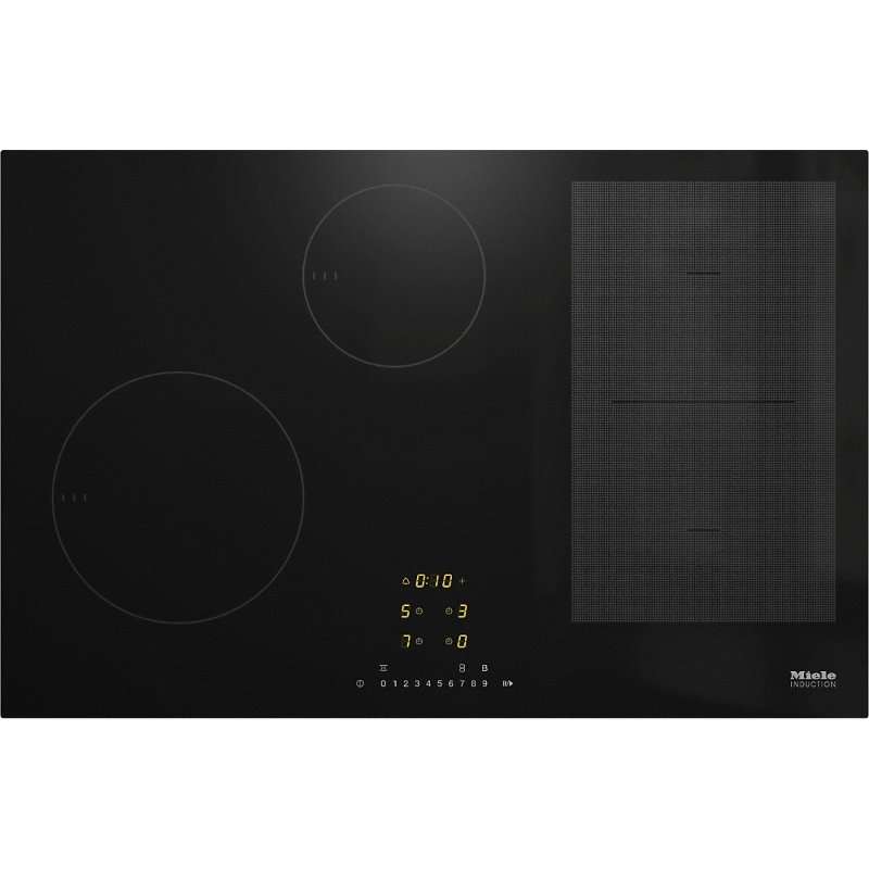 Плот за вграждане Miele KM 7414 FX, Индукция, 4 нагревателни зони, TwinBooster, Свързване с абсорбатор, PowerFlex, 76 см, Черен